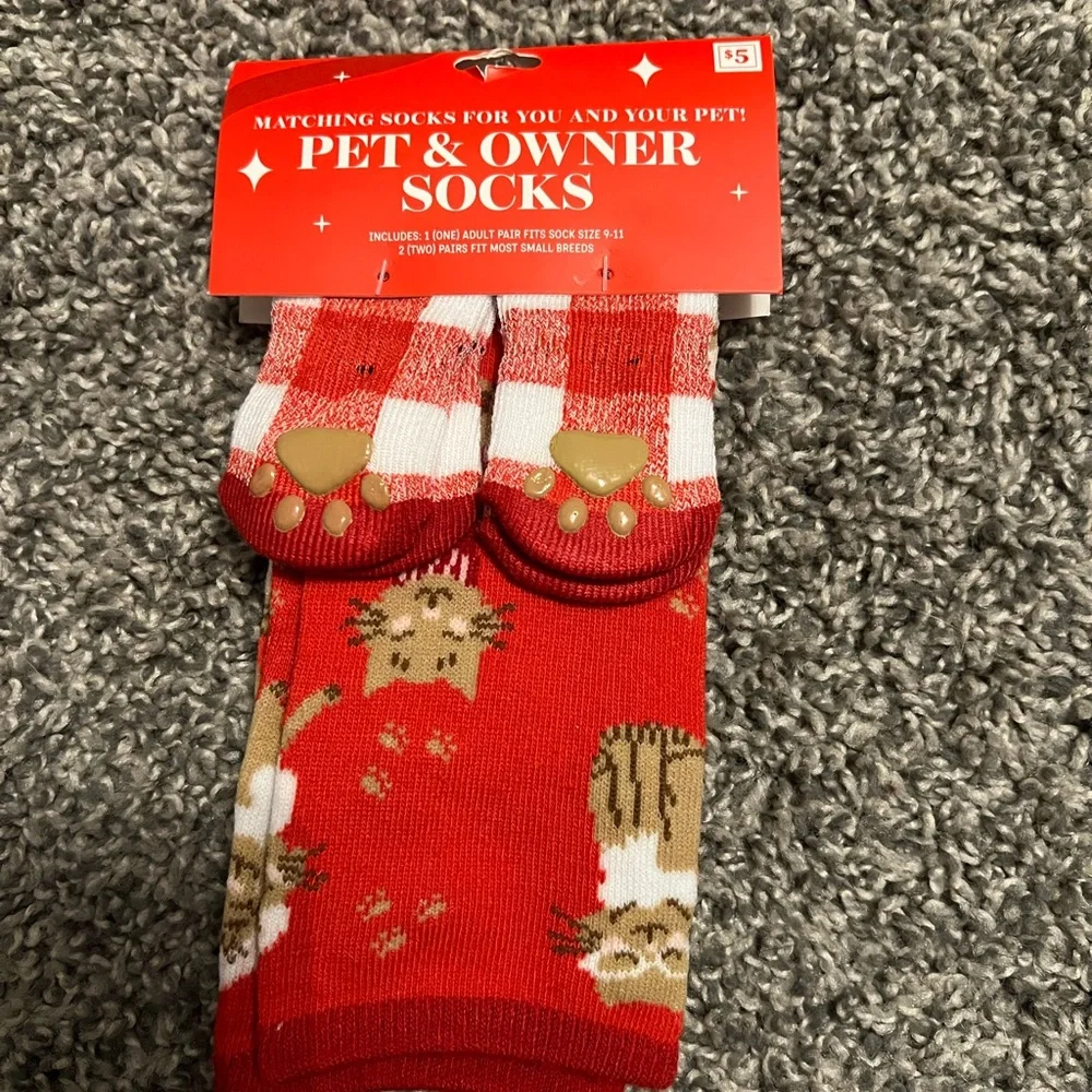 Pet & Owner Matching Socks - Red Cat Design